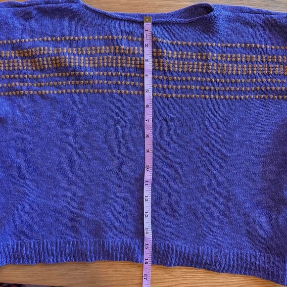 ElseWear indie short sleeve sweater periwinkle mustard dolman sleeves women's M - Picture 8 of 8